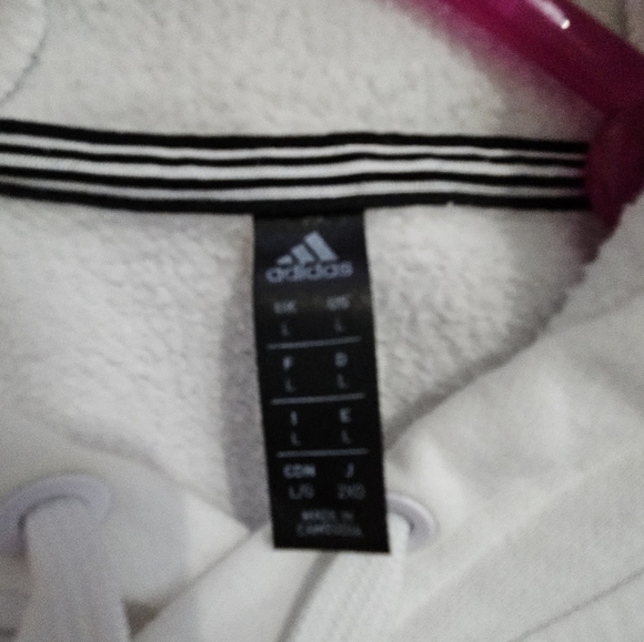 Adidas Men Large White Hoodie-Sweatshirt - Picture 8 of 9